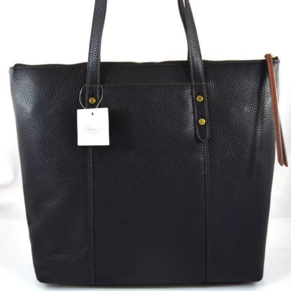 Fossil Black Leather Jenna Large Tote Bag - Picture 2 of 6